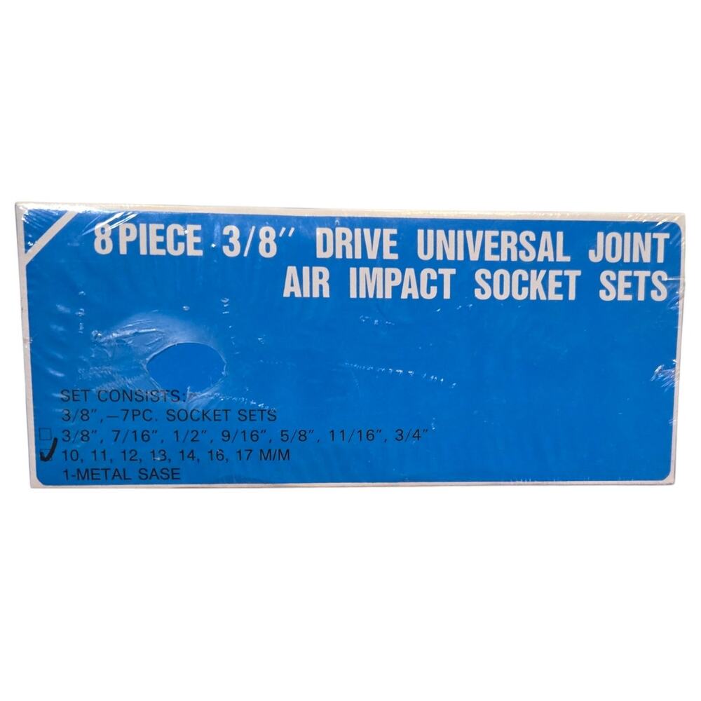 8 Pcs 3/8" Drive Universal Joint Air Impact Socket Set, Metric, 10mm- 17mm NEW